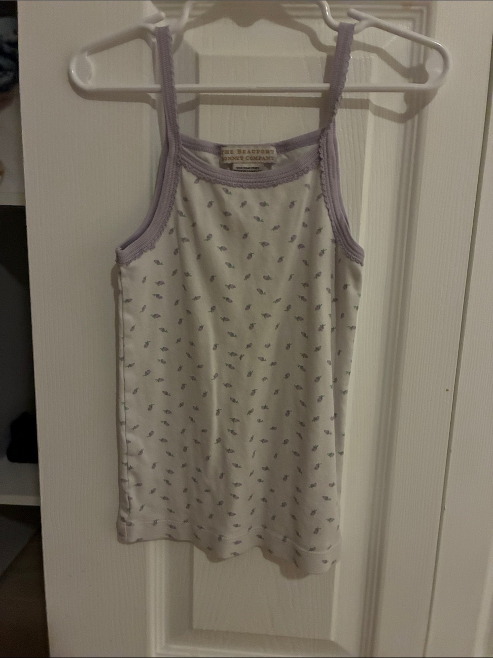 Light Purple Trim Floral Print Tank Top